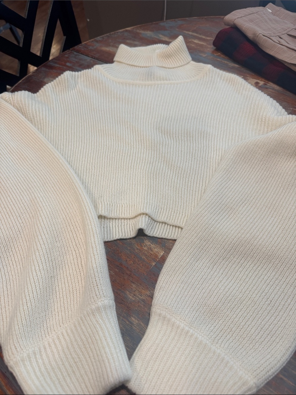 Divided Cream Ribbed Turtleneck Sweater - Picture 3 of 6